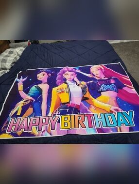 K pop demon hunters happy birthday banner